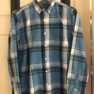 American eagle button down flannel size small blue